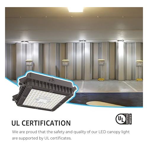  HYPERLITE LED Canopy Light 65W 8450Lumens,Square Canopy LED Lights 5000K Daylight,LED Canopy Lights Outdoor IP65 Waterproof Ideal for Garage,Carport,Gas Station,Underpass,Entrance UL Listed