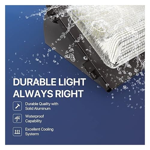  HYPERLITE LED Wall Pack Light 120W with Dusk to Dawn Photocell and Glass Lens LED Security Flood Commercial and Industrial Outdoor LED Wall Lights Out door for House Warehouses UL Listed