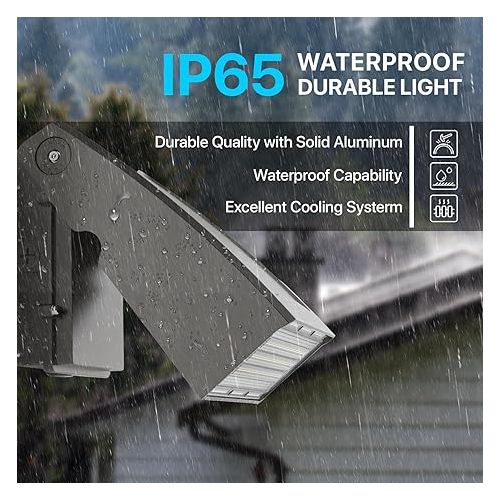  HYPERLITE LED Wall Pack Light with Dusk to Dawn Photocell 100W 13,000LM, Ideal Outdoor Security Lighting Commercial and Industrial LED Wall Lights for Parking lot Garage Factory ETL Listed