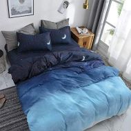 [아마존베스트]HYPREST Duvet Cover Twin - Moon Star Blue Duvet Cover Twin Size - Soft Breathable Durable Duvet Cover with 1 Pillowcase and 1 Duvet Cover (Not Including Comforter)
