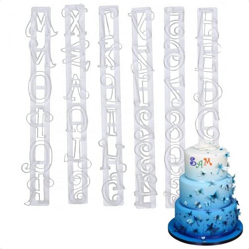  [아마존베스트]HYQO 6 PCS Alphabet Cookie Stamp Set, Including Letters Upper Case, Numbers and Punctuation Stamps for Decorating for Cookies, Cake, Fondant, and Paste - Baking Impress Cutter DIY Mold