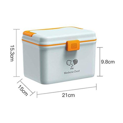  HYRL Household Medicine Chest Large Capacity Medicine Storage Box -Portable First Aid Kit for Home, Travel Workplace,Blue