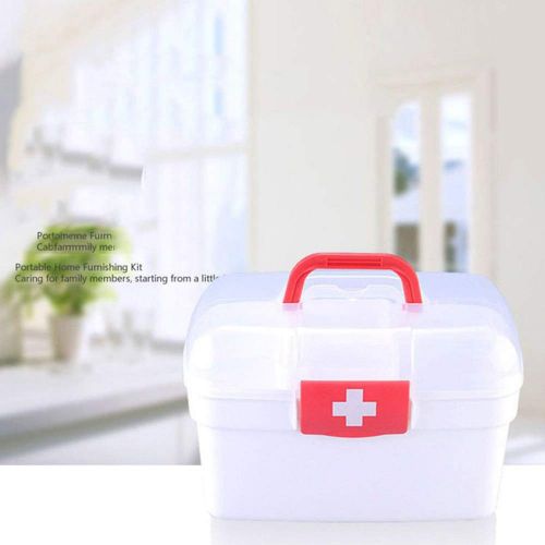  HYRL Family Emergency Kit, Portable First Aid Kit Travel Medical Kit Double Layer Plastic Waterproof Household Medicine Cabinet,S