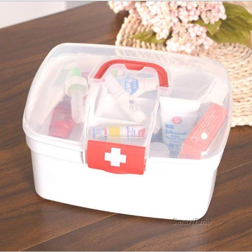  HYRL Family Emergency Kit, Portable First Aid Kit Travel Medical Kit Double Layer Plastic Waterproof Household Medicine Cabinet,S