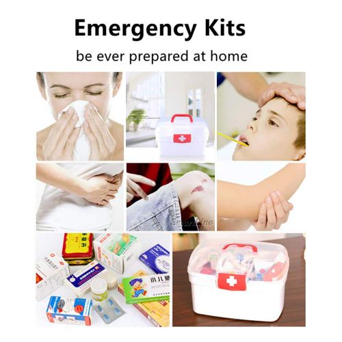  HYRL Family Emergency Kit, Portable First Aid Kit Travel Medical Kit Double Layer Plastic Waterproof Household Medicine Cabinet,S
