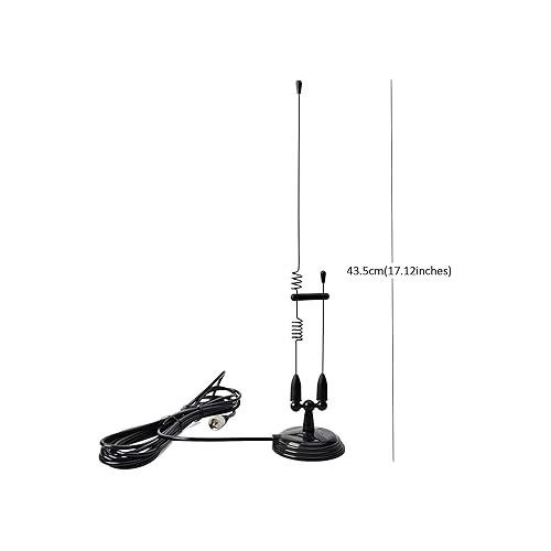  HYS Amateur Dual-Band VHF & UHF Magnet Base Antenna for 2m/70cm Motorola Mobile Ham Radios & Repeaters with 3.5inchs Magnetic Mount, W/13ft RG58 Cable PL-259 UHF Male Mag Mount (Black)