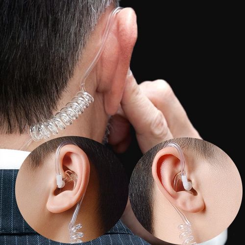  HYS 3.5mm Police Listen Only Acoustic Tube Earpiece with One Pair Medium Earmolds for Speaker Mics