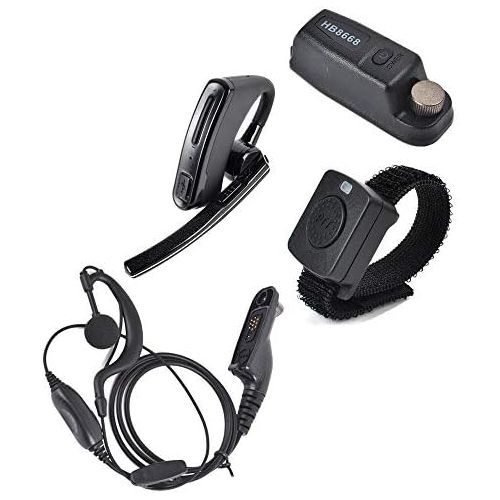  HYS Wireless Bluetooth Earpiece/Headset with Wireless Finger PTT/Dongle and G Shape Wire Earpiece Headset for Motorola XPR 6000 XPR6500 XPR6550 XPR 7000 XPR 7550 XiR-P8200 XiR-P826