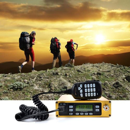  HYS 25W Dual Band VHF/UHF Mobile Transceiver Golden Mobile Ham Radio Amateur Radio Built-in 12000mAh Battery with Programming Cable Antenna SO239 to PL259 Adapter (A Complete Set o