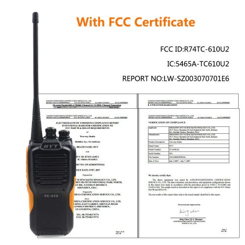  HYT TC-610 IP66 Waterproof Dustproof TC610 UHF450-470MHz Two-Way Radio+Programming Cable