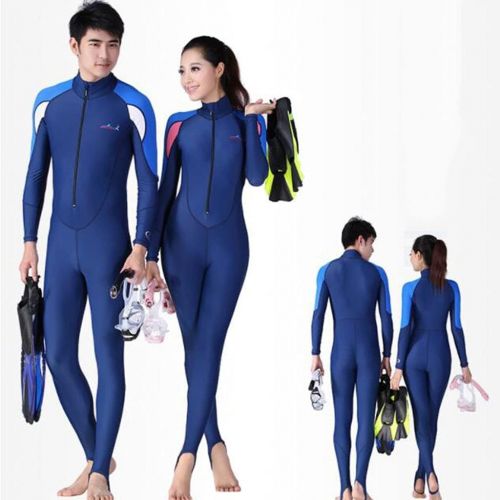  HYX US 0.5mm Front Zip Full Wetsuit Womens One-Piece Wetsuit Couple Wetsuit Stretch Quick-Drying Snorkeling Surfing Jellyfish Suit (Color : Blue, Size : XXS)