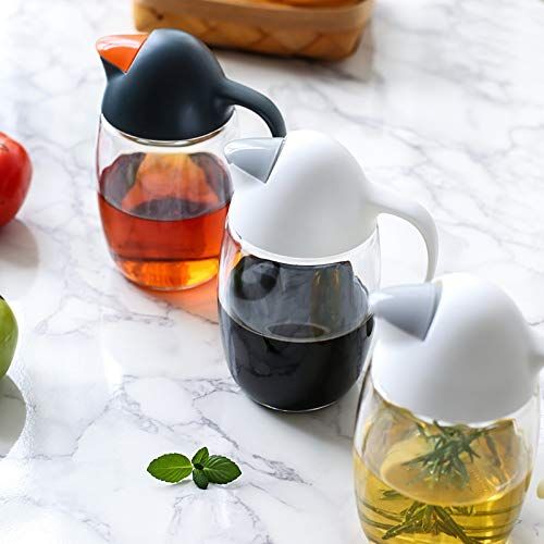  HYXQYYP 580ML Oil Dispenser, Vinegar Bottle,Creative Kitchen Condiment,Household Olive Oil Glass Bottle, Transparent (color : White-580ml)
