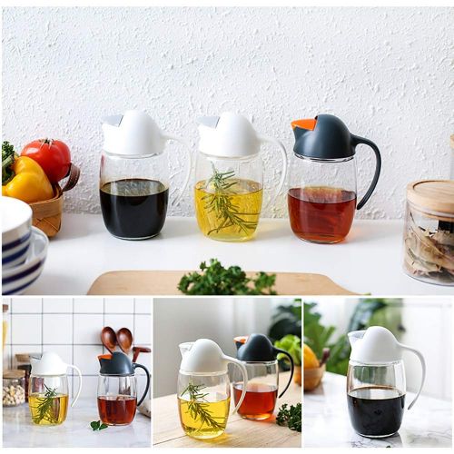  HYXQYYP 580ML Oil Dispenser, Vinegar Bottle,Creative Kitchen Condiment,Household Olive Oil Glass Bottle, Transparent (color : White-580ml)