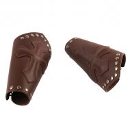 HZMAN Faux Leather Arm Guards - Medieval Knight Bracers - One Size, Black or Brown