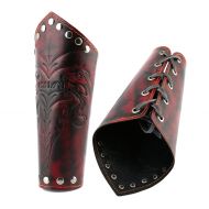 HZMAN Medieval Bracers Dragon Knight Genuine Leather Gauntlet Wristband Wide Bracer Arm Armor Cuff