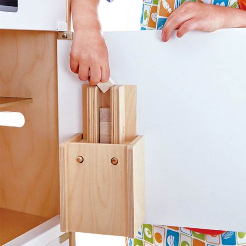  HaPe Hape Cabinet Style Wooden Fridge Freezer Play Kitchen w Ice Dispenser, White