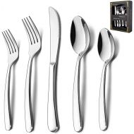 40-Piece Heavy Duty Silverware Set, HaWare Stainless Steel Solid Flatware Cutlery for 8, Modern & Elegant Design for Home/Hotel/Wedding, Mirror Polished and Dishwasher Safe