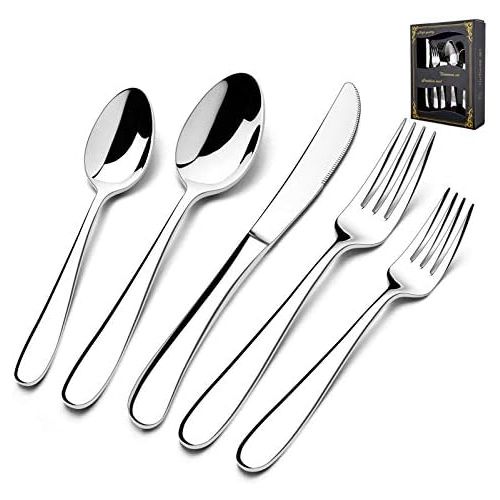  [아마존베스트]20-Piece Heavy Silverware Set, HaWare Premium Grade Stainless Steel Flatware Cutlery Set, Modern and Elegant Design for Home| Restaurant| Wedding, Mirror Polished and Dishwasher Sa