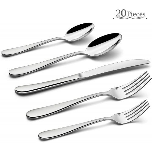  [아마존베스트]20-Piece Heavy Silverware Set, HaWare Premium Grade Stainless Steel Flatware Cutlery Set, Modern and Elegant Design for Home| Restaurant| Wedding, Mirror Polished and Dishwasher Sa