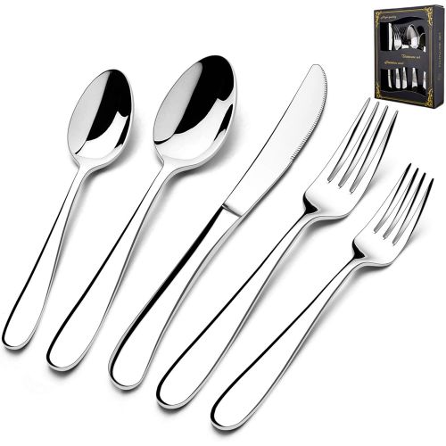  [아마존베스트]20-Piece Heavy Silverware Set, HaWare Premium Grade Stainless Steel Flatware Cutlery Set, Modern and Elegant Design for Home| Restaurant| Wedding, Mirror Polished and Dishwasher Sa