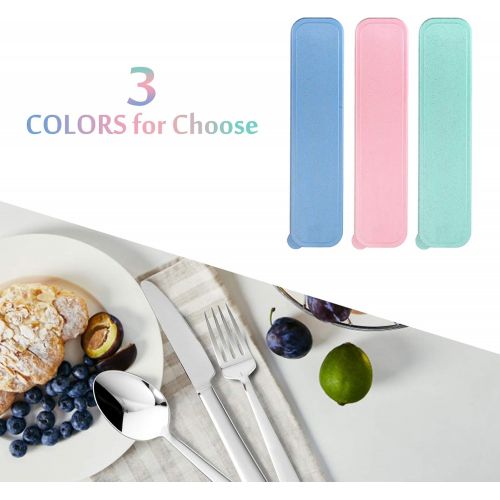  [아마존베스트]Portable Travel Utensils with Case, HaWare Stainless Steel Silverware Set for Camping Office School Lunch, Including Knife Fork Spoon Chopsticks, Reusable and Dishwasher Safe(Blue)