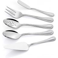 [아마존베스트]Serving Utensils, HaWare Stainless Steel Silverware Serving Set 5 Pieces, Pearled Edge Hostess Serving Set for Buffet Party Kitchen Restaurant, Mirror Finished & Dishwasher Safe