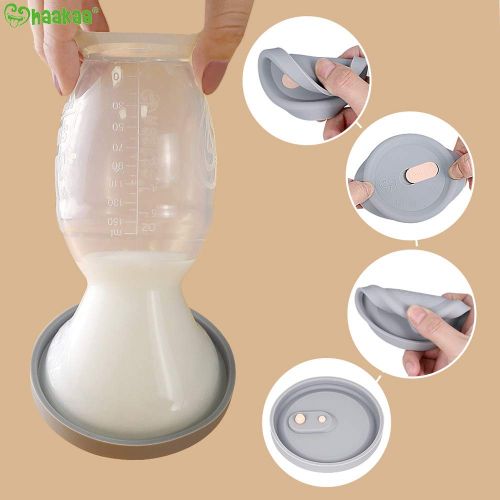  [아마존베스트]Haakaa Manual Breast Pump with Base 5oz/150ml+Lid