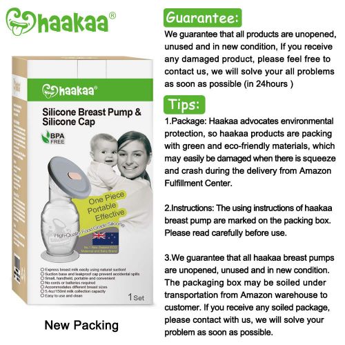 [아마존베스트]Haakaa Manual Breast Pump with Base 5oz/150ml+Lid