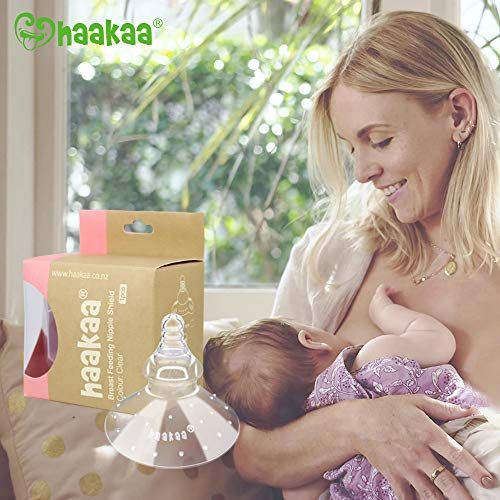  [아마존베스트]Haakaa Nipple Shield Breastfeeding with Carry Case Using for Protects Sore Cracked Nipples Flat Inverted...