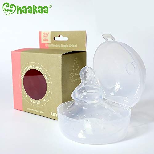  [아마존베스트]Haakaa Nipple Shield Breastfeeding with Carry Case Using for Protects Sore Cracked Nipples Flat Inverted and Latch On Difficulties to Help Mums Continue Breastfeeding,1 pc (Butterf