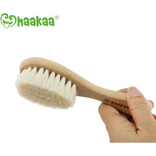  [아마존베스트]Haakaa Wooden Baby Hair Brush Natural Soft Goat Bristle for Newborns Toddlers Use for Cradle Cap...