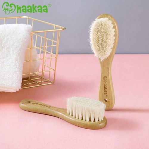  [아마존베스트]Haakaa Wooden Baby Hair Brush Natural Soft Goat Bristle for Newborns Toddlers Use for Cradle Cap...