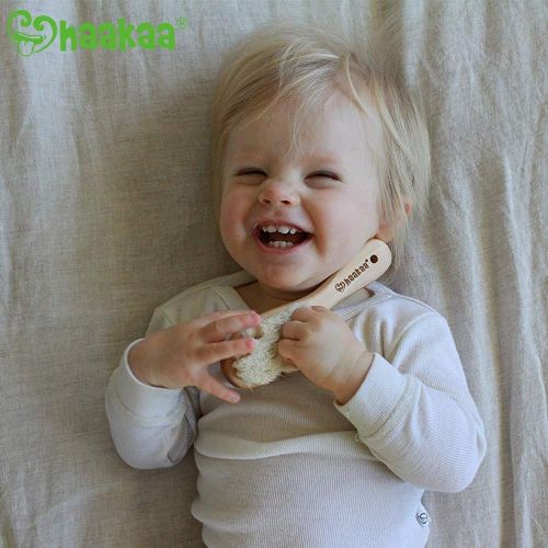  [아마존베스트]Haakaa Wooden Baby Hair Brush Natural Soft Goat Bristle for Newborns Toddlers Use for Cradle Cap...