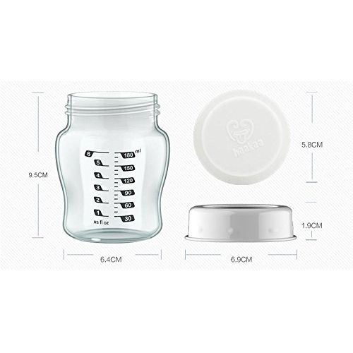  [아마존베스트]Haakaa Haakaa Wide Neck Glass Breast Milk Storage Set 6 Ounce, 4 pk