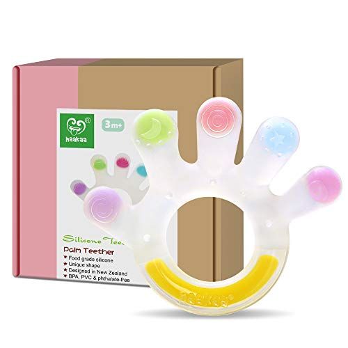  haakaa Teething Toys for Babies 3+ Months Colorful Palm Shape Food-Grade Silicone BPA Free