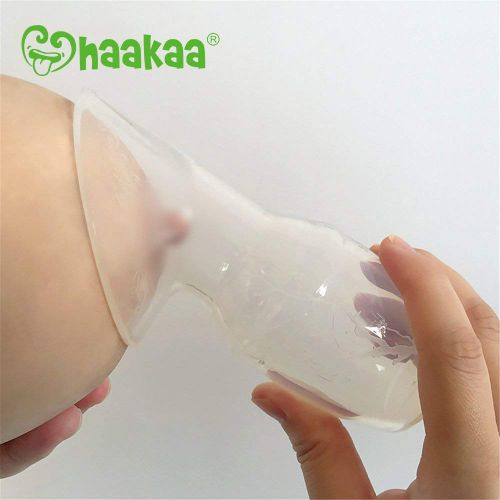  Haakaa Manual Breast Pumps with Lid Collecter 100% Food Grade Silicone BPA PVC and Phthalate Free (4oz/100ml + lid + Collector)