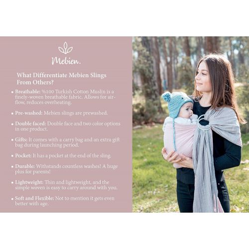  Haakaa Baby Wrap Carrier Ring Sling-Luxury Extra Soft Turkish Cotton Muslin Grey Rose