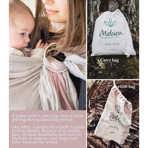  Haakaa Baby Wrap Carrier Ring Sling-Luxury Extra Soft Turkish Cotton Muslin Grey Rose