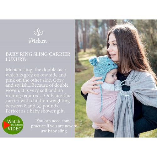  Haakaa Baby Wrap Carrier Ring Sling-Luxury Extra Soft Turkish Cotton Muslin Grey Rose