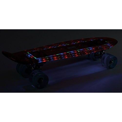  Haberkorn Skateboard Cruiser Deck mit LED Beleuchtung im Retro Style 56 cm