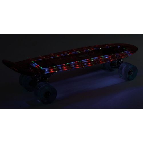  Haberkorn Skateboard Cruiser Deck mit LED Beleuchtung im Retro Style 56 cm