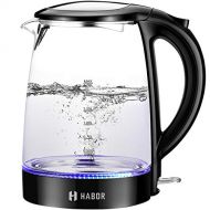 [아마존 핫딜]  [아마존핫딜]Habor Electric kettle, Water Boiler 1500W Fast Heating Tea Pot, 1.8 Quart (1.7 L) Blue LED Lights Bright Glass Body, Auto Shut-Off Boil-Dry Protection Stainless Steel Inner Lip