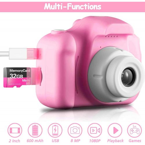  [아마존베스트]Hachis Choice Gifts Kids Camera Toys for 1-6 Year Old Boys, Compact Cameras for Toddlers,Best 1 2 3 4 5 6 Year Old Boy Birthday Gift,Blue (32G SD Card Included)