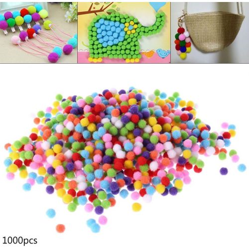  [아마존베스트]Hacloser 1000 Pcs/Set Mini Pompoms Ball Mixed Color, Round 10mm Fluffy Felt Balls DIY Craft Making