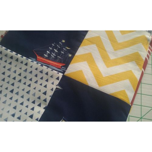  Hadan baby blanket New Quilt Tops Baby Blanket Build your own soft and cuddly Baby Blanket Nautical Sailboats Chevron Arrows Navy Red and Yellow