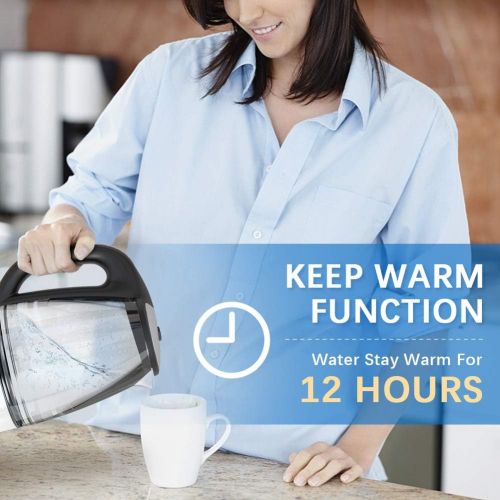  [아마존 핫딜] [아마존핫딜]HadinEEon Variable Temperature Electric Kettle, 1200W Electric Tea Kettle, 8 Big Cups 2.0L Glass Water Boiler with 12Hrs Keep Warm Function & Boil-Dry Protection, Cordless Tea Kett