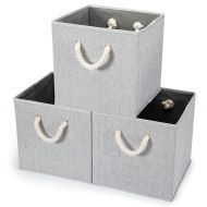 Hadioo 3 Pack Foldable Storage Bins for Cube Organizer with Cotton Rope Handles and Label Holders,...