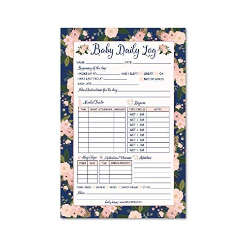  [아마존베스트]Hadley Designs Nanny Newborn Baby or Toddler Log Tracker Journal Book, Daily Schedule Feeding Food Sleep Naps Activity Diaper Change Monitor Notes For Daycare, Babysitter, Caregiver, Infants and