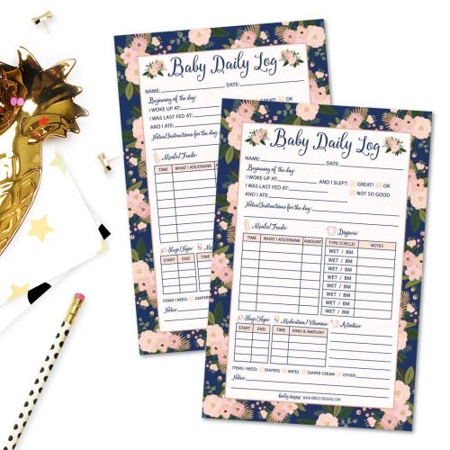  [아마존베스트]Hadley Designs Nanny Newborn Baby or Toddler Log Tracker Journal Book, Daily Schedule Feeding Food Sleep Naps Activity Diaper Change Monitor Notes For Daycare, Babysitter, Caregiver, Infants and