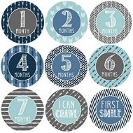 [아마존베스트]Hadley Designs 16 Blue Teal Baby Boy Milestone Stickers, 12 Monthly Photo Picture Props For Infant Onesie, Chalk New Born 1st Year Birth Month Belly Decals, Scrapbook Memory Registry Gift, Best S